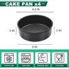 E-far 6 Inch Cake Pan, 4-Piece Nonstick Round Cake Baking Pans for Wedding, Birthday, Layer Cake, Stainless Steel Core & Non-Toxic Coating, 2 Inch Deep(6 inches)