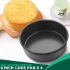 E-far 6 Inch Cake Pan, 4-Piece Nonstick Round Cake Baking Pans for Wedding, Birthday, Layer Cake, Stainless Steel Core & Non-Toxic Coating, 2 Inch Deep(6 inches)