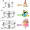 E-far 6 Inch Cake Pan Set of 3, Stainless Steel Round Smash Cake Baking Pans Tins, Non-Toxic & Healthy, Mirror Finish & Dishwasher Safe(4 6 8 Inch)