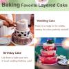 E-far 6 Inch Cake Pan Set of 3, Stainless Steel Round Smash Cake Baking Pans Tins, Non-Toxic & Healthy, Mirror Finish & Dishwasher Safe(6 8 9.5 Inch)