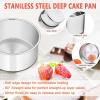 E-far 6 Inch Cake Pan Set of 3, Stainless Steel Round Smash Cake Baking Pans Tins, Non-Toxic & Healthy, Mirror Finish & Dishwasher Safe(6 x 3 Inch)