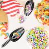 E-far 6 Ounce Ice Scoop Set of 2, Small Stainless Steel Scoops for Ice Cube/Candy/Flour/Sugar, Metal Utility Scoops for Canisters, Baking, Kitchen Pantry, Rust Free & Dishwasher Safe(Black)