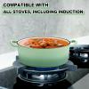 E-far 6 Quart Enameled Cast Iron Dutch Oven with Lid, Round Dutch Oven Pot Nonstick Cookware for Braising, Stews, Roasting, Bread Baking, Cooking, Heavy Duty, Induction & Oven Safe – Blue(Pistachio Green)