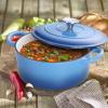 E-far 6 Quart Enameled Cast Iron Dutch Oven with Lid, Round Dutch Oven Pot Nonstick Cookware for Braising, Stews, Roasting, Bread Baking, Cooking, Heavy Duty, Induction & Oven Safe – Blue(Blue)