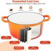 E-far 6 Quart Enameled Cast Iron Dutch Oven with Lid, Round Dutch Oven Pot Nonstick Cookware for Braising, Stews, Roasting, Bread Baking, Cooking, Heavy Duty, Induction & Oven Safe – Blue(Orange)