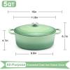 E-far 6 Quart Enameled Cast Iron Dutch Oven with Lid, Round Dutch Oven Pot Nonstick Cookware for Braising, Stews, Roasting, Bread Baking, Cooking, Heavy Duty, Induction & Oven Safe – Blue(Pistachio Green)