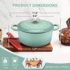 E-far 6 Quart Enameled Cast Iron Dutch Oven with Lid, Round Dutch Oven Pot Nonstick Cookware for Braising, Stews, Roasting, Bread Baking, Cooking, Heavy Duty, Induction & Oven Safe – Blue(Sage Green)