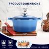 E-far 6 Quart Enameled Cast Iron Dutch Oven with Lid, Round Dutch Oven Pot Nonstick Cookware for Braising, Stews, Roasting, Bread Baking, Cooking, Heavy Duty, Induction & Oven Safe – Blue(Blue)