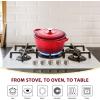 E-far 6 Quart Enameled Cast Iron Dutch Oven with Lid, Round Dutch Oven Pot Nonstick Cookware for Braising, Stews, Roasting, Bread Baking, Cooking, Heavy Duty, Induction & Oven Safe – Blue(Red)