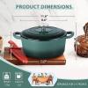 E-far 6 Quart Enameled Cast Iron Dutch Oven with Lid, Round Dutch Oven Pot Nonstick Cookware for Braising, Stews, Roasting, Bread Baking, Cooking, Heavy Duty, Induction & Oven Safe – Blue(Forest Green)