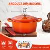 E-far 6 Quart Enameled Cast Iron Dutch Oven with Lid, Round Dutch Oven Pot Nonstick Cookware for Braising, Stews, Roasting, Bread Baking, Cooking, Heavy Duty, Induction & Oven Safe – Blue(Orange)