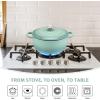 E-far 6 Quart Enameled Cast Iron Dutch Oven with Lid, Round Dutch Oven Pot Nonstick Cookware for Braising, Stews, Roasting, Bread Baking, Cooking, Heavy Duty, Induction & Oven Safe – Blue(Sage Green)