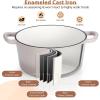 E-far 6 Quart Enameled Cast Iron Dutch Oven with Lid, Round Dutch Oven Pot Nonstick Cookware for Braising, Stews, Roasting, Bread Baking, Cooking, Heavy Duty, Induction & Oven Safe – Blue(Khaki)