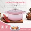 E-far 6 Quart Enameled Cast Iron Dutch Oven with Lid, Round Dutch Oven Pot Nonstick Cookware for Braising, Stews, Roasting, Bread Baking, Cooking, Heavy Duty, Induction & Oven Safe – Blue(Pink)