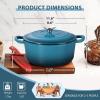 E-far 6 Quart Enameled Cast Iron Dutch Oven with Lid, Round Dutch Oven Pot Nonstick Cookware for Braising, Stews, Roasting, Bread Baking, Cooking, Heavy Duty, Induction & Oven Safe – Blue(Teal Mist)