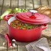 E-far 6 Quart Enameled Cast Iron Dutch Oven with Lid, Round Dutch Oven Pot Nonstick Cookware for Braising, Stews, Roasting, Bread Baking, Cooking, Heavy Duty, Induction & Oven Safe – Blue(Red)
