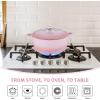 E-far 6 Quart Enameled Cast Iron Dutch Oven with Lid, Round Dutch Oven Pot Nonstick Cookware for Braising, Stews, Roasting, Bread Baking, Cooking, Heavy Duty, Induction & Oven Safe – Blue(Pink)