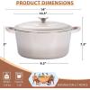 E-far 6 Quart Enameled Cast Iron Dutch Oven with Lid, Round Dutch Oven Pot Nonstick Cookware for Braising, Stews, Roasting, Bread Baking, Cooking, Heavy Duty, Induction & Oven Safe – Blue(Khaki)