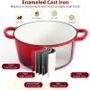 E-far 6 Quart Enameled Cast Iron Dutch Oven with Lid, Round Dutch Oven Pot Nonstick Cookware for Braising, Stews, Roasting, Bread Baking, Cooking, Heavy Duty, Induction & Oven Safe – Blue(Red)