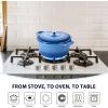E-far 6 Quart Enameled Cast Iron Dutch Oven with Lid, Round Dutch Oven Pot Nonstick Cookware for Braising, Stews, Roasting, Bread Baking, Cooking, Heavy Duty, Induction & Oven Safe – Blue(Blue)