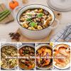 E-far 6 Quart Enameled Cast Iron Dutch Oven with Lid, Round Dutch Oven Pot Nonstick Cookware for Braising, Stews, Roasting, Bread Baking, Cooking, Heavy Duty, Induction & Oven Safe – Blue(Khaki)