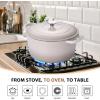 E-far 6 Quart Enameled Cast Iron Dutch Oven with Lid, Round Dutch Oven Pot Nonstick Cookware for Braising, Stews, Roasting, Bread Baking, Cooking, Heavy Duty, Induction & Oven Safe – Blue(Khaki)