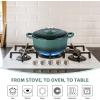 E-far 6 Quart Enameled Cast Iron Dutch Oven with Lid, Round Dutch Oven Pot Nonstick Cookware for Braising, Stews, Roasting, Bread Baking, Cooking, Heavy Duty, Induction & Oven Safe – Blue(Forest Green)