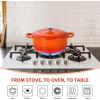 E-far 6 Quart Enameled Cast Iron Dutch Oven with Lid, Round Dutch Oven Pot Nonstick Cookware for Braising, Stews, Roasting, Bread Baking, Cooking, Heavy Duty, Induction & Oven Safe – Blue(Orange)