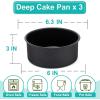E-far 6 x 3 Inch Cake Pan Set of 3, Deep Stainless Steel Small Round Cake Pans Tin for Baking Birthday Wedding Layer Cakes, Stainless Steel Core & Non-toxic Nonstick Coating, Deep & Straight Side(3)