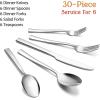 E-far 60-Piece Silverware Set, Stainless Steel Flatware Set Service for 12, Tableware Cutlery Set for Home Restaurant Party, Dinner Forks/Spoons/Knives, Square Edge & Mirror Polished, Dishwasher Safe(30 Pieces)