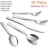 E-far 60-Piece Silverware Set, Stainless Steel Flatware Set Service for 12, Tableware Cutlery Set for Home Restaurant Party, Dinner Forks/Spoons/Knives, Square Edge & Mirror Polished, Dishwasher Safe(10 Pieces)