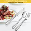 E-far 60-Piece Silverware Set for 12, Stainless Steel Flatware Cutlery Set with Pearled Edge, Include Forks Spoons and Knives, Modern Tableware Eating Utensils for Kitchen Restaurant, Dishwasher Safe(Silver)