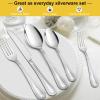 E-far 60-Piece Silverware Set for 12, Stainless Steel Flatware Cutlery Set with Pearled Edge, Include Forks Spoons and Knives, Modern Tableware Eating Utensils for Kitchen Restaurant, Dishwasher Safe(Silver)