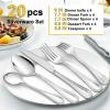 E-far 60-Piece Silverware Set for 12, Stainless Steel Flatware Cutlery Set with Pearled Edge, Include Forks Spoons and Knives, Modern Tableware Eating Utensils for Kitchen Restaurant, Dishwasher Safe(Silver)