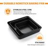E-far 6/8/9-Inch Square Cake Pan with lid Set, Non-stick Square Baking Brownie Pans Bakeware Set of 3, Stainless Steel Core & Easy Clean – 6 Pieces(3 Pans + 3 Covers)(Nonstick)