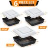 E-far 6/8/9-Inch Square Cake Pan with lid Set, Non-stick Square Baking Brownie Pans Bakeware Set of 3, Stainless Steel Core & Easy Clean – 6 Pieces(3 Pans + 3 Covers)(Nonstick)
