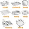 E-far 6-Piece Baking Pans set, Stainless Steel Bakeware Set for Oven, Include 8-Inch Cake Pan/Rectangle Baking Cookie Sheet/Muffin/Loaf Pan, Non-Toxic & Heavy Duty, Dishwasher Safe(10 Pieces)