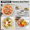 E-far 6-Piece Stainless Steel Plates, 9 Inch Metal Dinner Plates Dishes for Home, Picnic, Outdoor Camping, Healthy & Non-Toxic, Shatterproof & Dishwasher Safe(6)