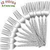 E-far 6-piece Hammered Dinner Forks Set, 7.9 Inch Stainless Steel Forks for Home, Kitchen or Restaurant, Non-toxic & Mirror Polished, Squared Edge & Dishwasher Safe(6.7 Inches)