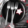 E-far 6-piece Hammered Dinner Forks Set, 7.9 Inch Stainless Steel Forks for Home, Kitchen or Restaurant, Non-toxic & Mirror Polished, Squared Edge & Dishwasher Safe(7.9 Inches)