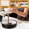 E-far 8 Inch Cake Pans Set of 2, Nonstick Stainless Steel Small Round Baking Pans with Parchment Paper & Side Liner Roll, Stainless Steel Core & Non-toxic Coating, Straight Side & 2 Inch Deep(9.5 Inches)