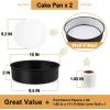 E-far 8 Inch Cake Pans Set of 2, Nonstick Stainless Steel Small Round Baking Pans with Parchment Paper & Side Liner Roll, Stainless Steel Core & Non-toxic Coating, Straight Side & 2 Inch Deep(9.5 Inches)