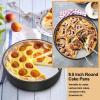 E-far 8 Inch Cake Pans Set of 2, Nonstick Stainless Steel Small Round Baking Pans with Parchment Paper & Side Liner Roll, Stainless Steel Core & Non-toxic Coating, Straight Side & 2 Inch Deep(9.5 Inches)