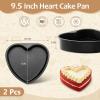 E-far 8 Inch Heart Cake Pan, 2Pcs Nonstick Heart Shaped Cake Mold, Cake Tin Baking Pan for Valentine’s Day Anniversaries Wedding Birthday, Easy Release & Clean(9.5-Inch (Set of 2))