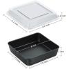 E-far 8×8 Inch Square Baking Pan with Lid Set, Nonstick Square Cake Pans Metal Bakeware for Oven Cooking Lasagna Brownies, Stainless Steel Core & Easy Release, 4 Pieces(2 Pans+2 Covers)(1 pan+1 lid)