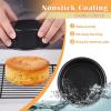 E-far 9.5 Inch Cake Pan Set of 3, Nonstick Round Baking Layer Cake Pans, Stainless Steel Core & Non-Toxic Coating, 2 Inch Deep (Black)(4 Inches)