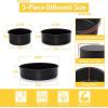 E-far 9.5 Inch Cake Pan Set of 3, Nonstick Round Baking Layer Cake Pans, Stainless Steel Core & Non-Toxic Coating, 2 Inch Deep (Black)(4-6-8 Inches)