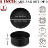 E-far 9.5 Inch Cake Pan Set of 3, Nonstick Round Baking Layer Cake Pans, Stainless Steel Core & Non-Toxic Coating, 2 Inch Deep (Black)(5 Inches)