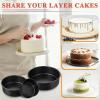 E-far 9.5 Inch Cake Pan Set of 3, Nonstick Round Baking Layer Cake Pans, Stainless Steel Core & Non-Toxic Coating, 2 Inch Deep (Black)(5-7-9 Inches)