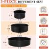 E-far 9.5 Inch Cake Pan Set of 3, Nonstick Round Baking Layer Cake Pans, Stainless Steel Core & Non-Toxic Coating, 2 Inch Deep (Black)(5-7-9 Inches)